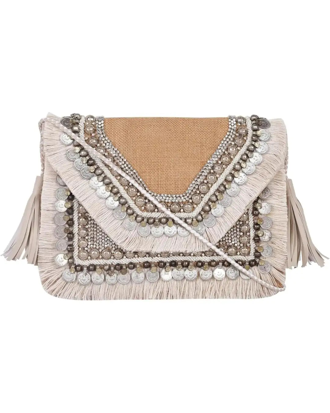 Hand-Embroidered Straw Clutch – Woven Crossbody Shoulder Bag